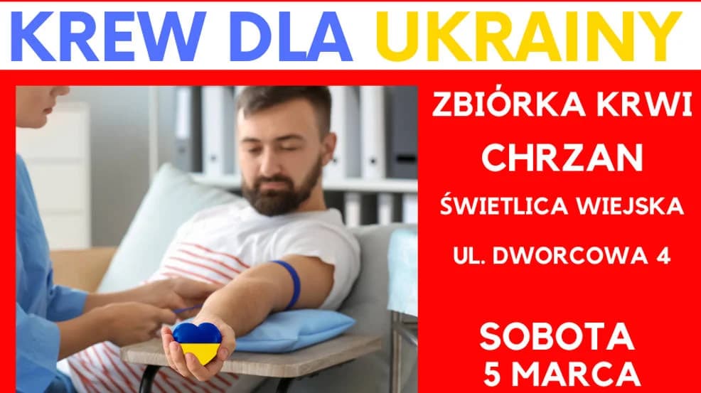 Krew dla Ukrainy. Akcja już w najbliższą sobotę w Chrzanie