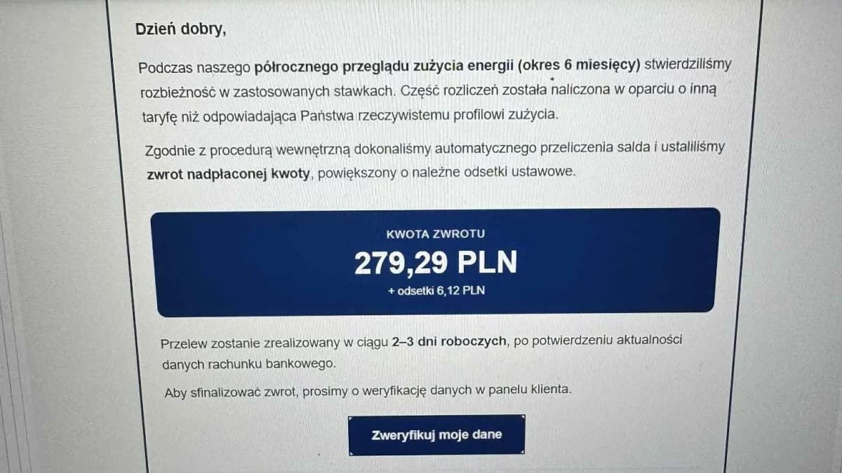 Fałszywe maile z PGE o „zwrocie nadpłaty”. Uważaj, bo stracisz pieniądze z konta!