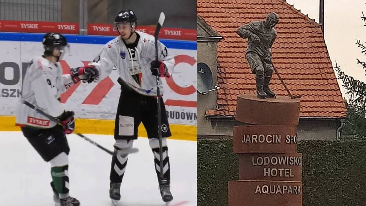 Skąd się wziął tajemniczy hokeista na cokole w Jarocinie - sprawa się wyjaśniła