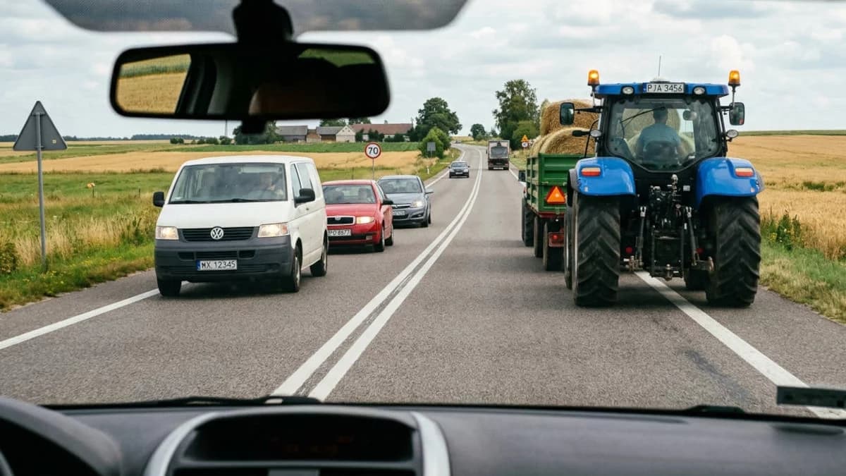 Czy można wyprzedzić traktor na podwójnej linii ciągłej? Policja wyjaśnia zasady