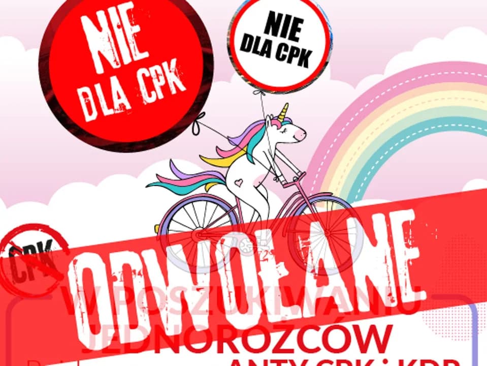 Rajd rowerowy "W poszukiwaniu jednorożców" przeciwko CPK odwołany [AKTUALIZACJA]