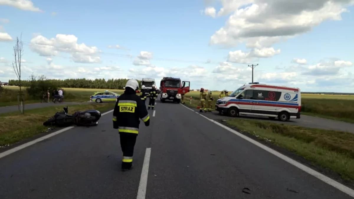 Zderzenie motocyklisty i auta osobowego w Jaraczewie